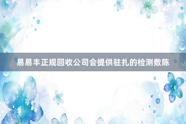 易易丰正规回收公司会提供驻扎的检测敷陈