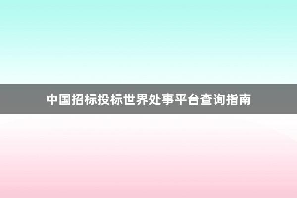 中国招标投标世界处事平台查询指南